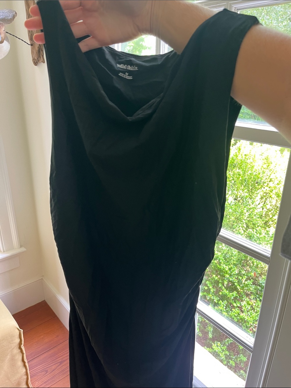 Wild Fable Black Sleeveless Maxi Dress with Draped Neckline